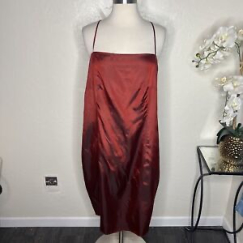 Akris Punto Slip On Zipper Red Rust Dress US 14 Flaw